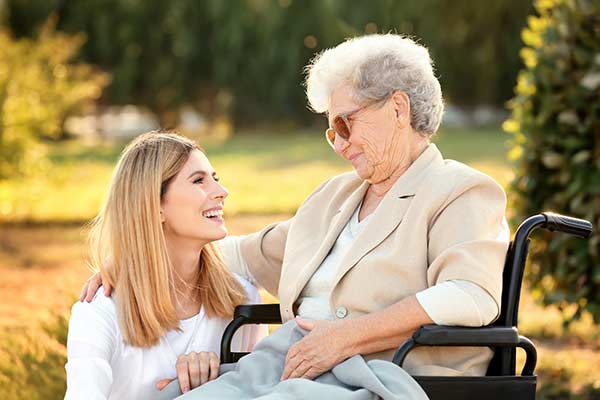 Nurse Elderly resident in a wheelchair